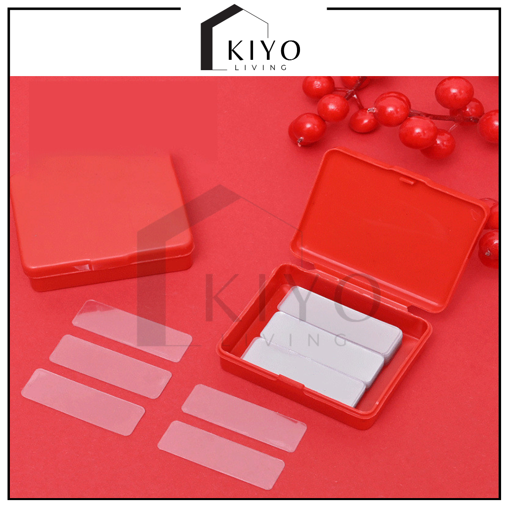 

KIYO Perekat Sticker Double Tape Mini Transapran isi 60 pcs per Box / Nano Tape Bening Anti Air Serbaguna