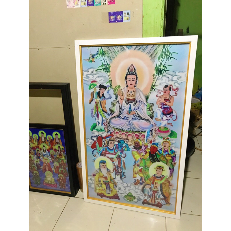 jumbo lukisan cetak gambar dewi kwan’im 120x70cm plus bingkai