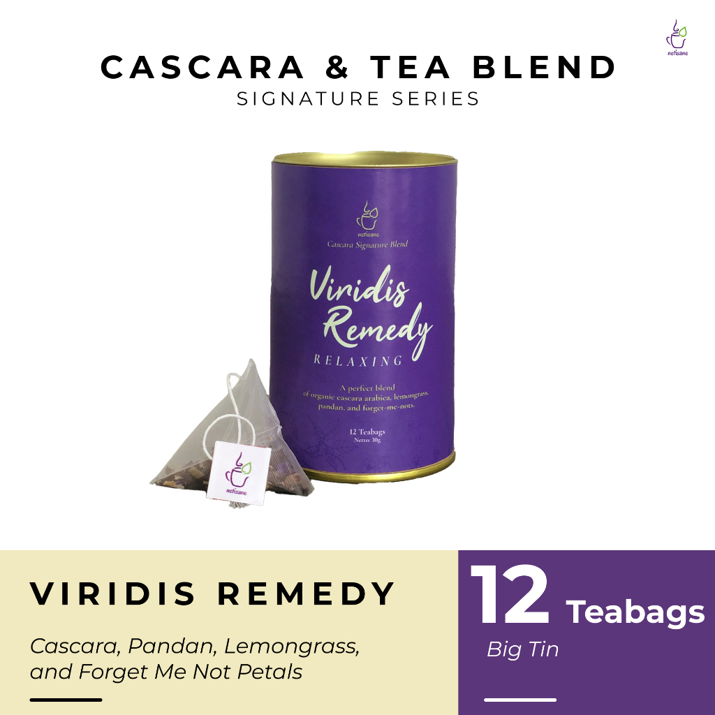 

Netisane Viridis Remedy (Cascara, Lemongrass, Pandan, Forget Me Not Flower) | Netisane Cascara Signature Blend | Artisan Tea / Teh Herbal | (Big Tin Can)