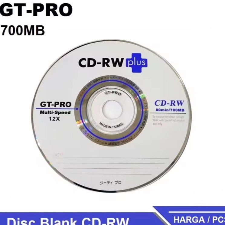 Promo CD- RW Plus GT Pro Kapasitas 700Mb 80menit/ CD Kosong Disc Blank / Compact disk ➙➼✦❃