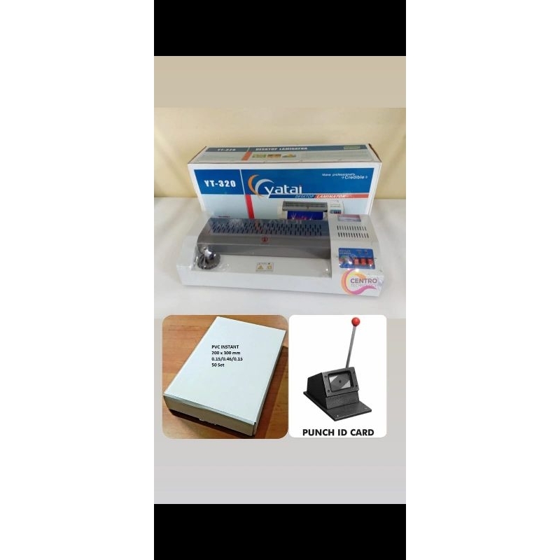 

Paket mesin laminating, mesin pembolong id card seccond, bahan id card 1pack paket murah