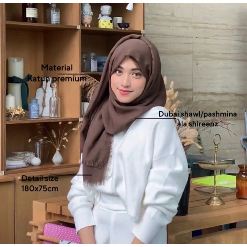 Dubai shawl | pashmina Dubai tanpa rawis (wajib baca deskripsi)
