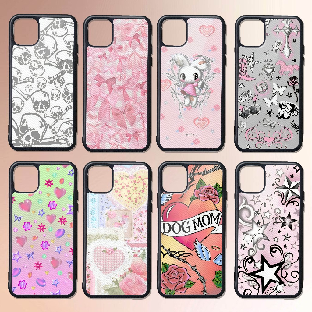 CASE CUSTOM RUBBER IPHONE ANDROID CASING ALL TYPE TEMA VINTAGE Y2K FLORAL PATTERN AESTHETIC
