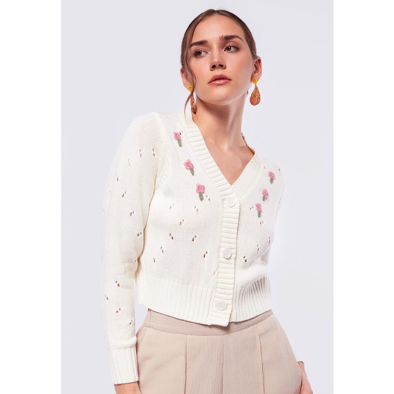 Et Cetera Cardigan Putih Bunga