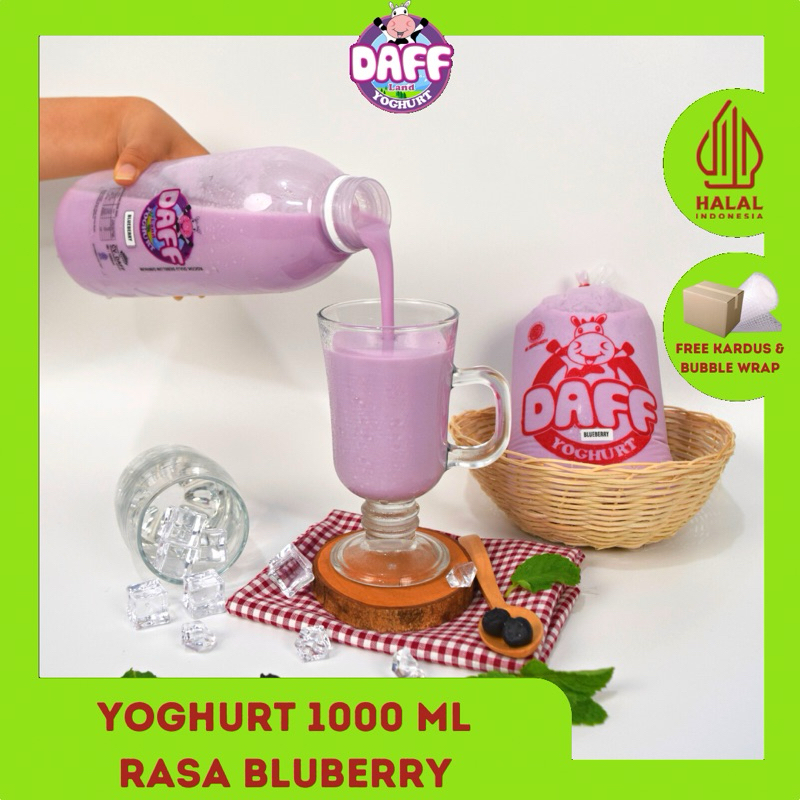 

(BEST SELLER) YOGURT 1 LITER RASA BLUEBERRY | DAFF YOGHURT | PREMIUM YOGURT THICK