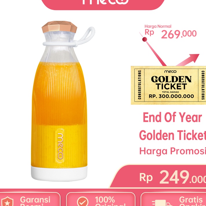 TIPE DTP431 Mecoo Most Aesthetic Rechargeable Mini Portable Juicer 300ML Tritan Baby Food Grade Blen