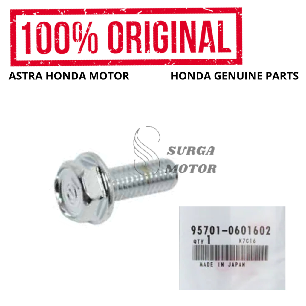 Baut Cover Knalpot Bolt Flange 6x16 PCX 150 Hybrid Tiger 2000 SH150i Original Honda AHM 95701-060160
