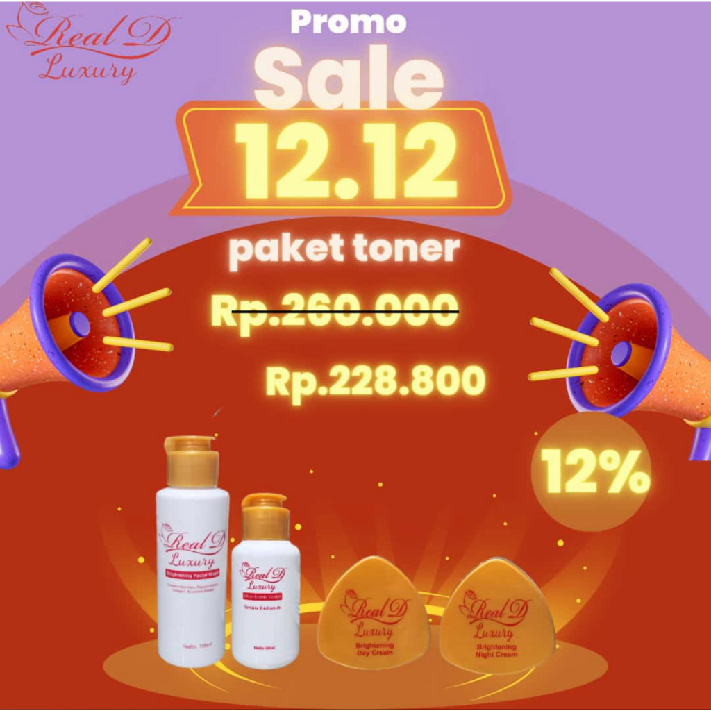 TERMURAH PAKET Cream Real D RD TONER CLEANSER BPOM / Krim RD Luxury BPOM / Real D Luxury BPOM Aman C