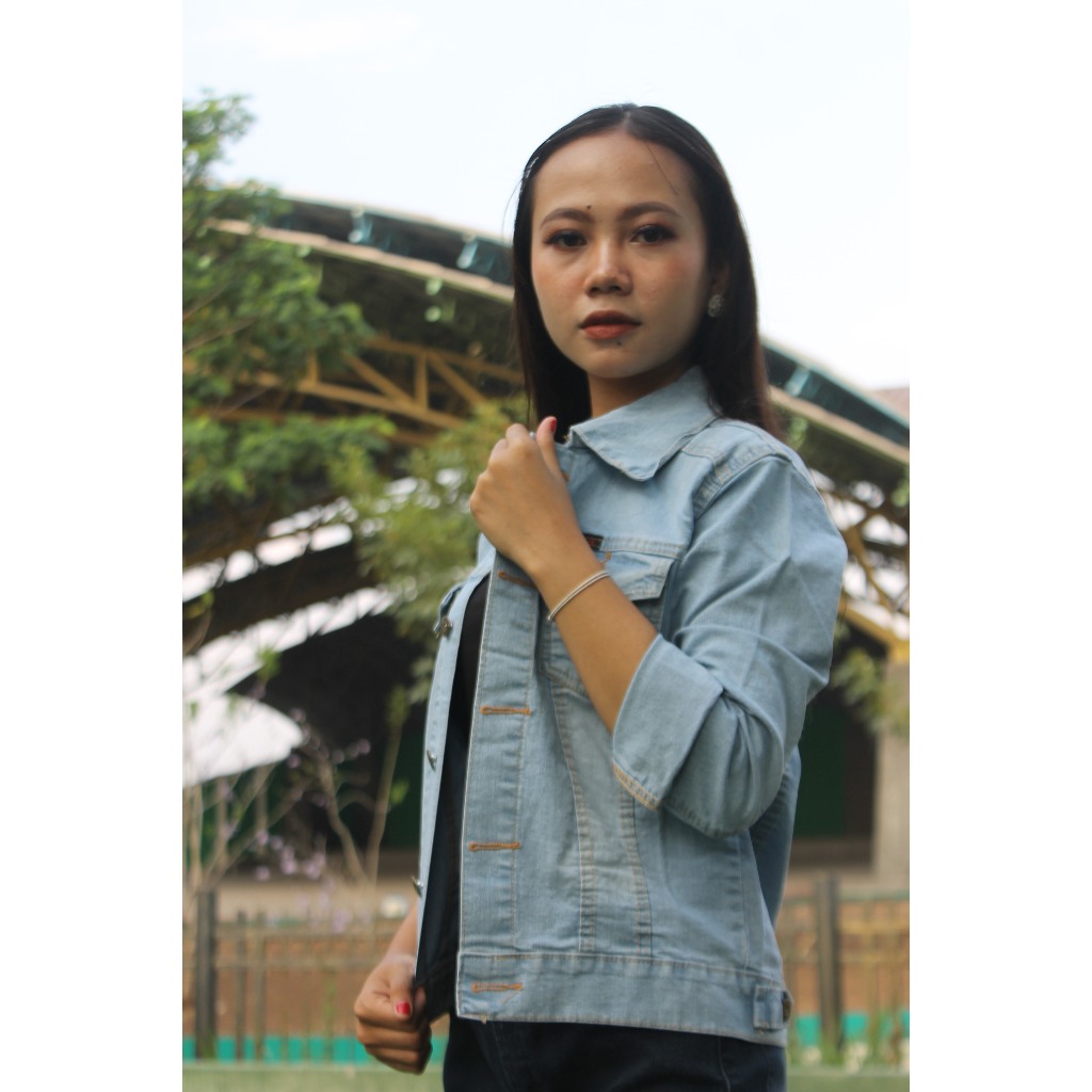 Jaket Jeans wanita dewasa motif polos Devila-93