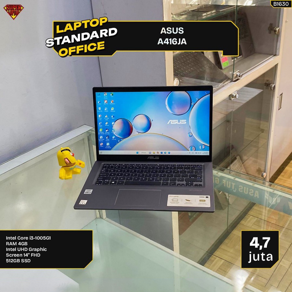 Laptop ASUS A416J Intel Core i3-1005G1 RAM 4GB SSD 512GB 14” FHD