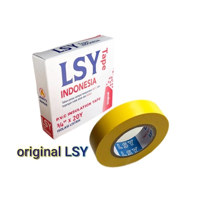 

isolasi listrik original LSY TAPE / PVC solasi kabel warna kuning ( CBM )