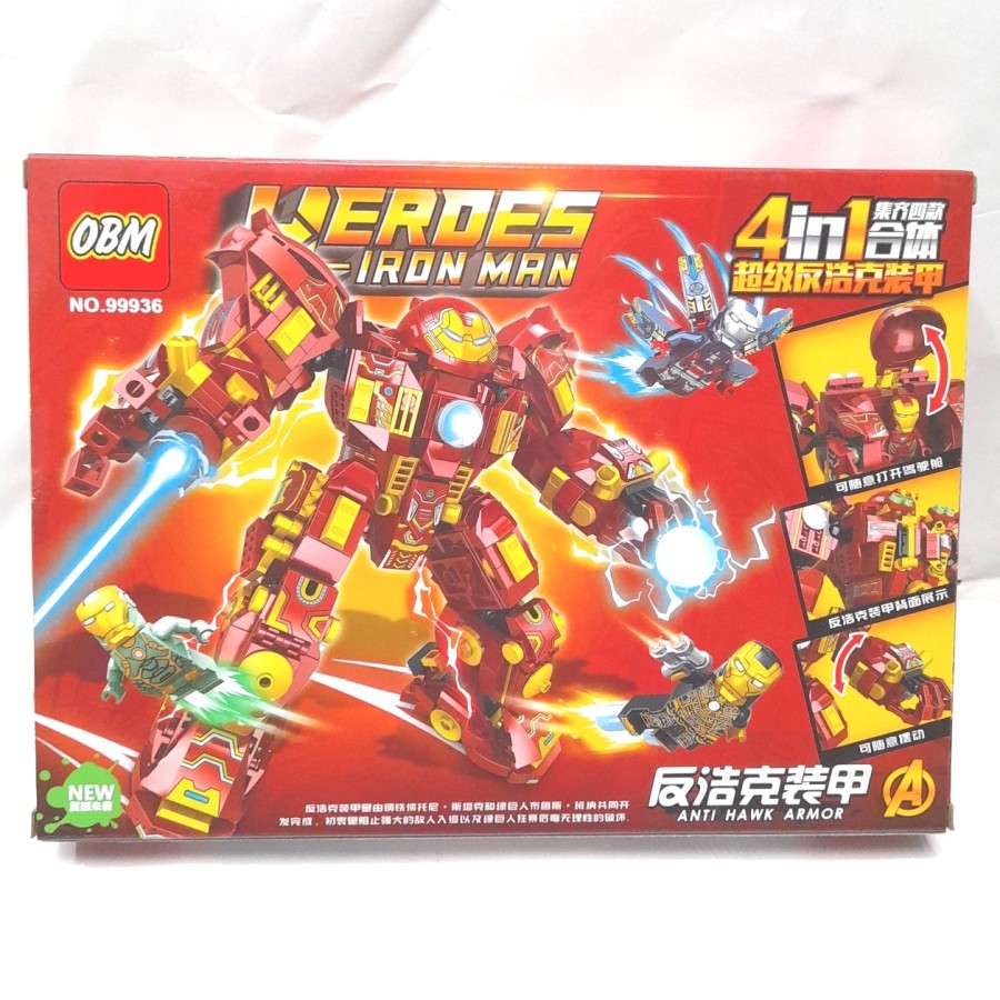 Mainan Anak Edukasi Block Brick Heroes Iron Man Hulkbuster 4in1
