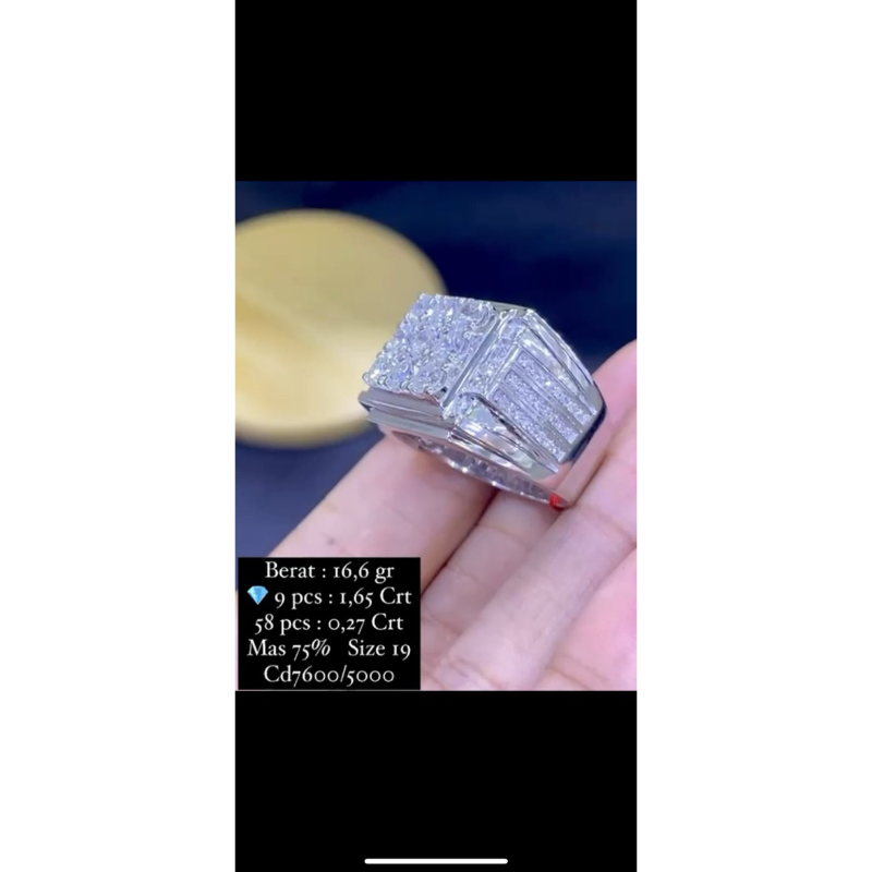 cincin emas berlian eropa laki2 new model 75%