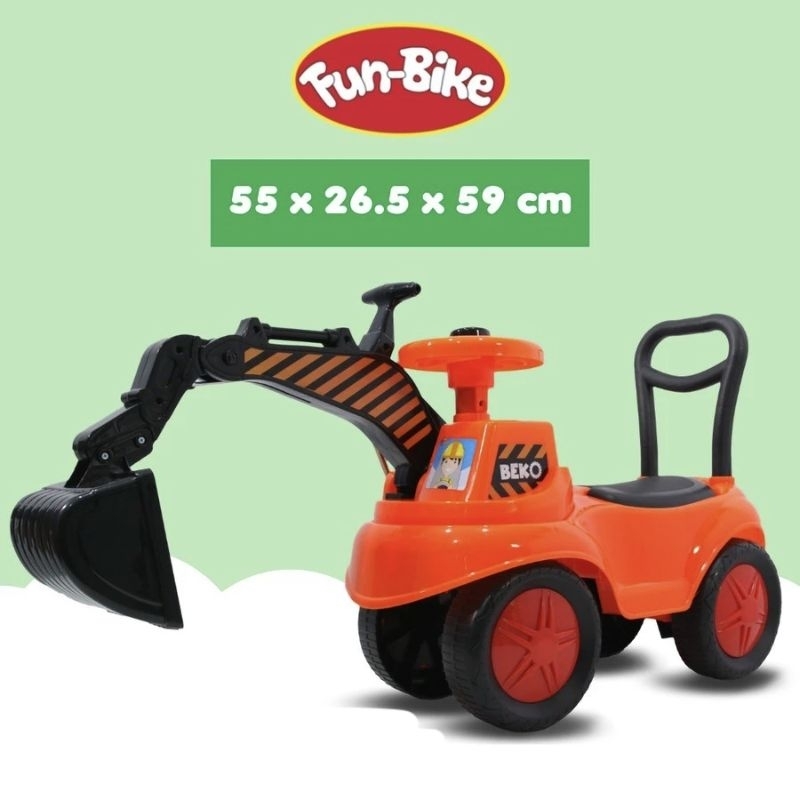 Mobil Duduk Anak Plus Musik Fun Bike Beko / Mobil Keruk Duduk / Bahan SANGAT TEBAL - PT TOYS