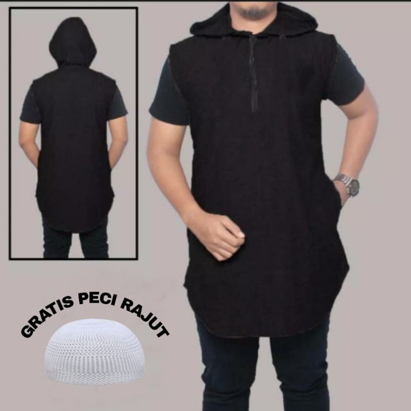 jaket hodie Rompi sholat pria premium/rosal hodie/baju muslim pria