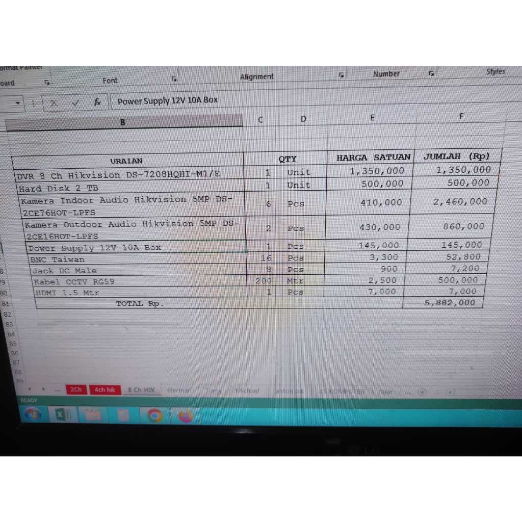 Paket CCTV Hikvision 8 Kamera CCTV Audio 5 MP