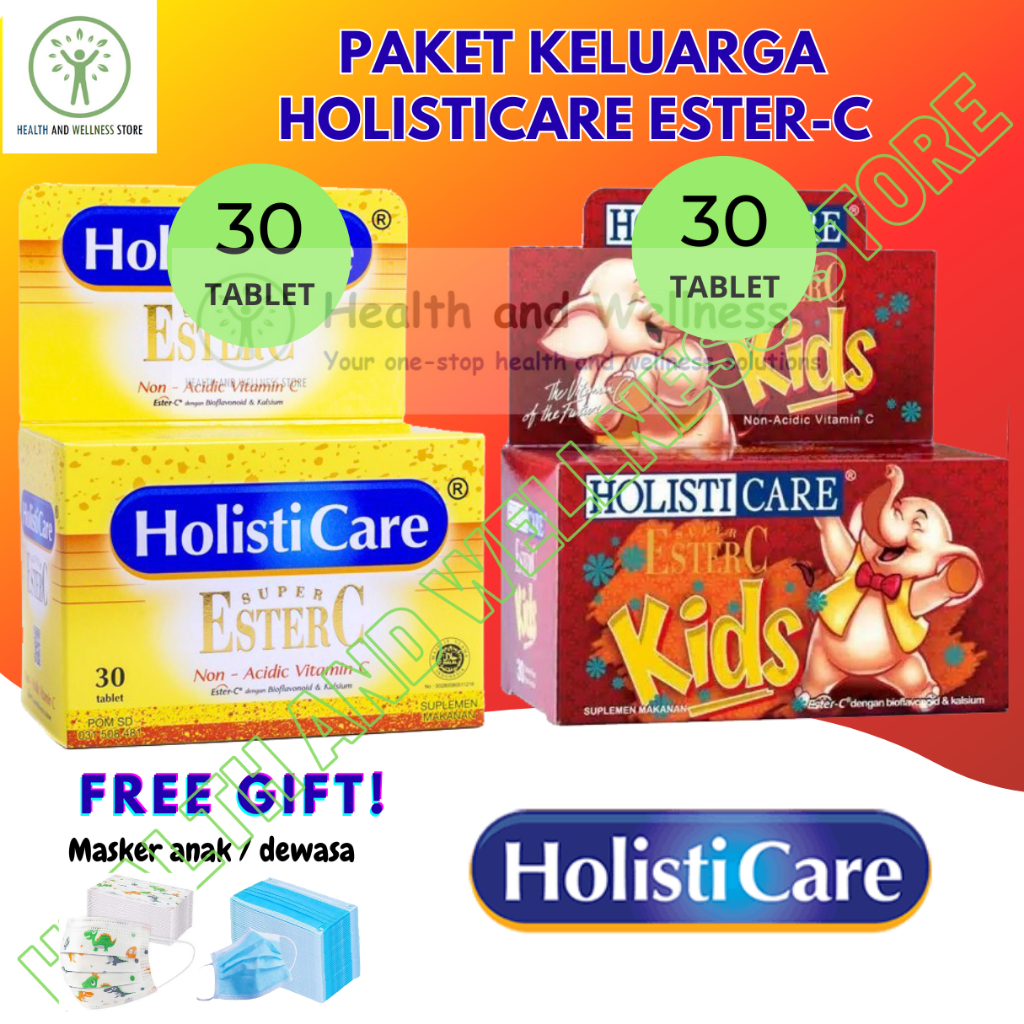 Holisticare Ester C Ester-C 30 Tab Dan Ester C Kids 30 Tablet Paket