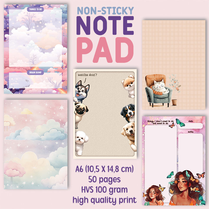 

A6 NOTEPAD - 50 pages/lembar - HVS 100 gr (Non sticky)