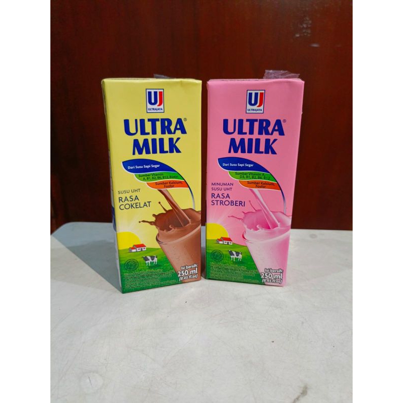 

susu ultra 250ml coklat dan strawberry