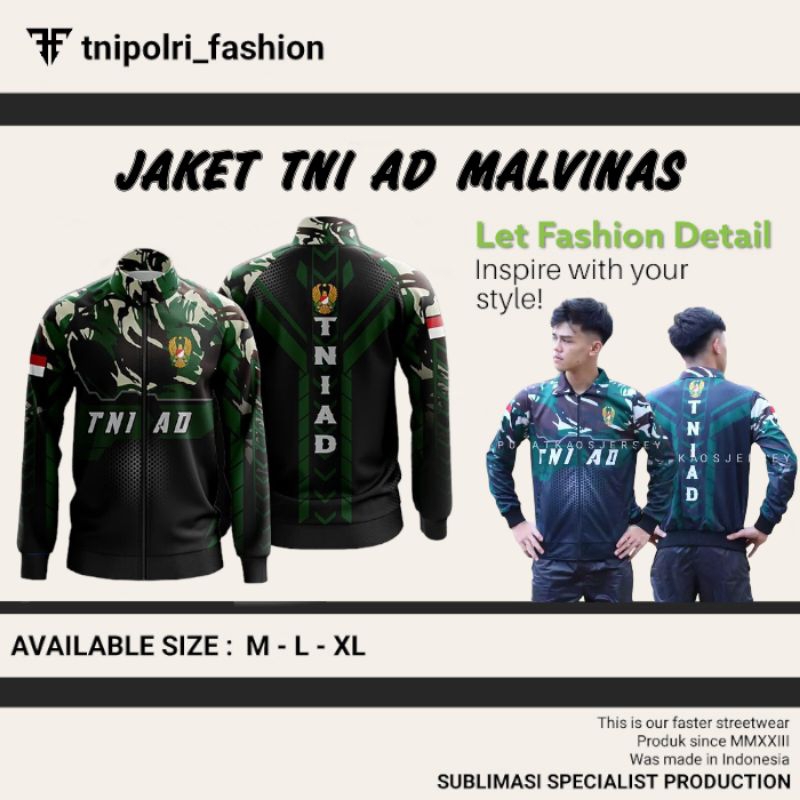 Jaket TNI AD Malvinas || Jaket Olahraga || Jacket Sport || Jaket Printing Sublimasi