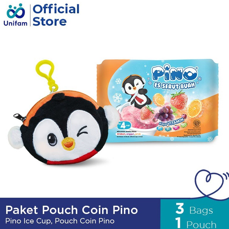 

KODE HQU814 Paket Pouch Coin Pino - Pino Es Serut Buah 3 Bag (1 Bag isi 4 Cup @50ml) & Pouch Coin Pino - Es Serut Rasa Anggur, Stroberi & Jeruk