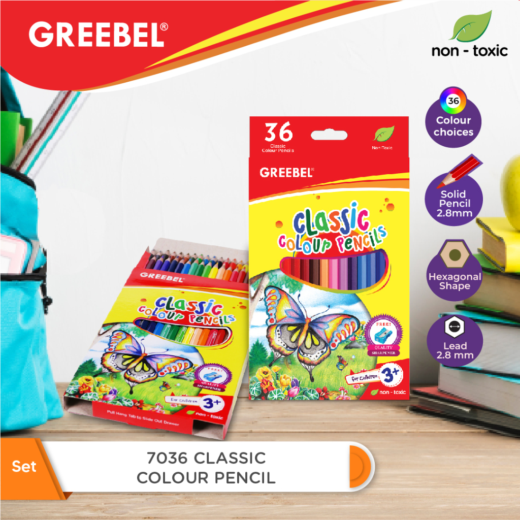 

Classic Color Pencil 36/24/12 Colour | Pencil Warna Gambar - Greebel