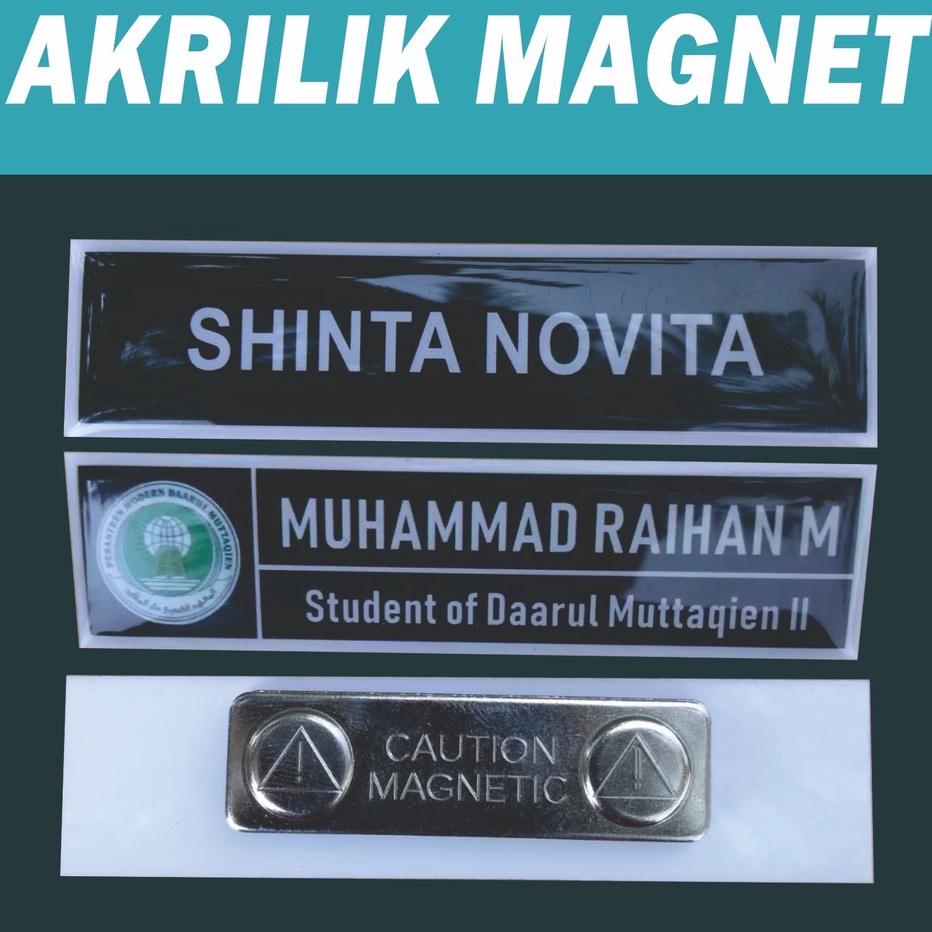 

Ready Name Tag magnet akrilik ukuran PxL 2x8 cm