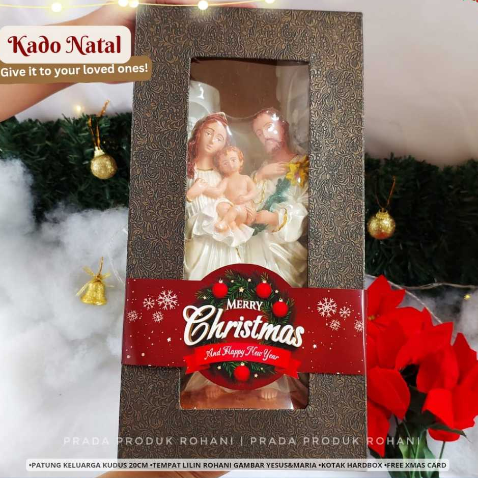 Kado Natal Patung Keluarga Kudus/Tempat Lilin Rohani/Hadiah Natal istimewa/Patung Rohani/Patung Yesu