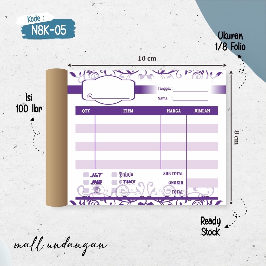 

NOTA OLSHOP READY 1 PLY MURAH - N8K-05 [100 LEMBAR]