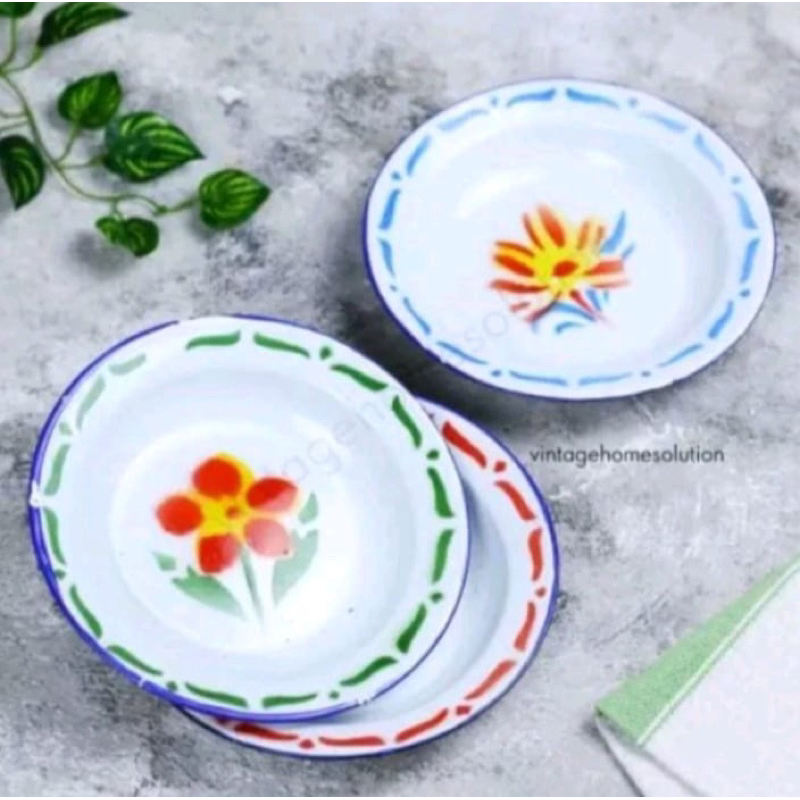 PIRING MAKAN SENG ENAMEL BUNGA - PIRING ENAMEL JADUL