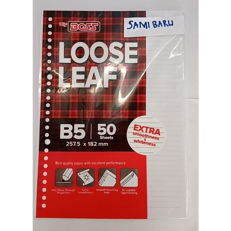

BigBoss Loose Leaf B5 Bergaris 50 Lembar
