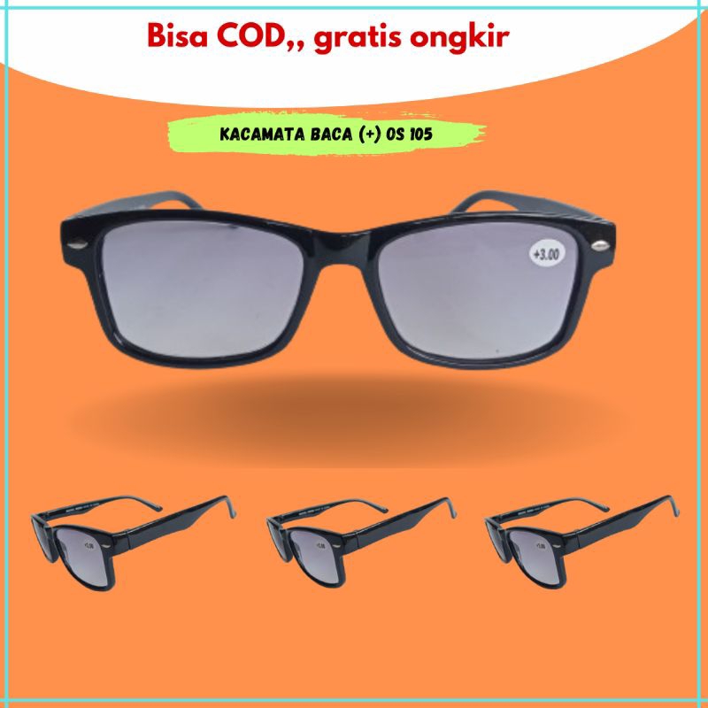 OS 105 Kacamata Baca Pria Wanita Plus Rabun Lensa Warna Frame Plastik +100+200+400