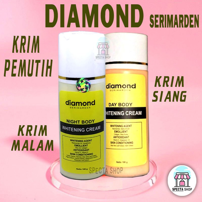 Diamond Serimarden Day Night Body Whitening Siang Malam Cream Pemutih Tubuh Krim HB
