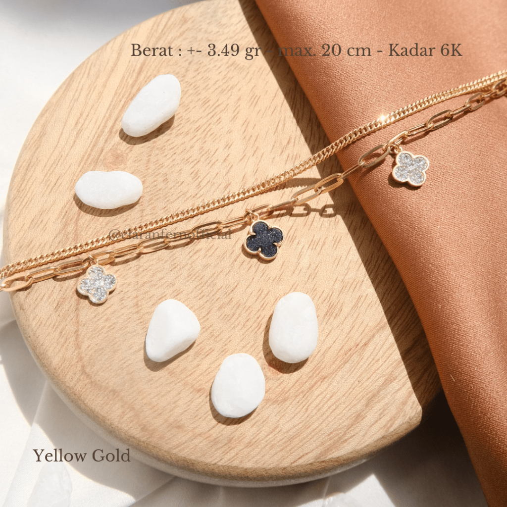 ✨ CLARA AND FERN ✨Gelang rantai dewasa emas asli 2 layer VC 6K