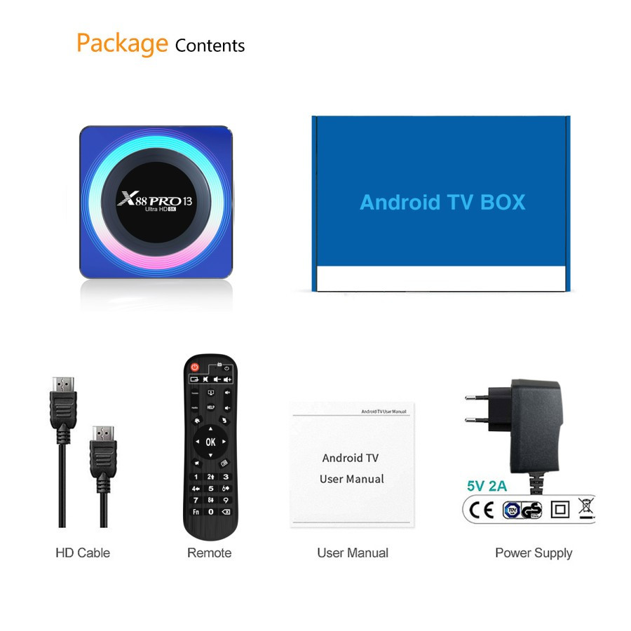 Tjbox X88 Pro 13 Tv Box Android 13 4/64GB RK3528 Quad-Core Cortex-A53