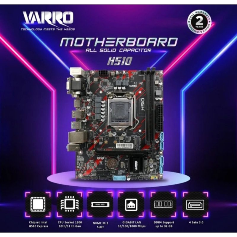 MOBO MOTHERBOARD H510 LGA 1200 VARRO SUPPORT GEN 10 / GEN 11 NVME