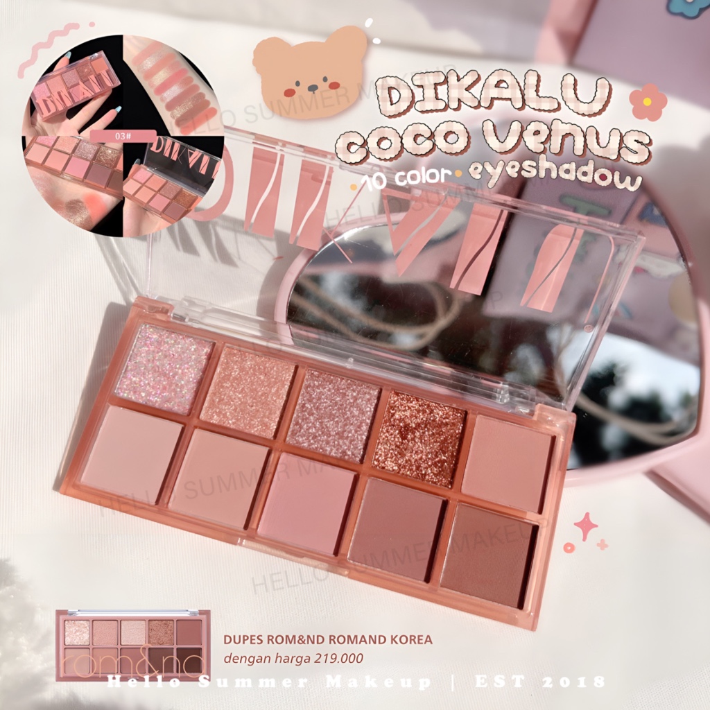 Coco Venus 10 Color Eye Makeup Eyeshadow Palette Pigmented DUPES ROMAND ROMAND Korean Makeup Matte G