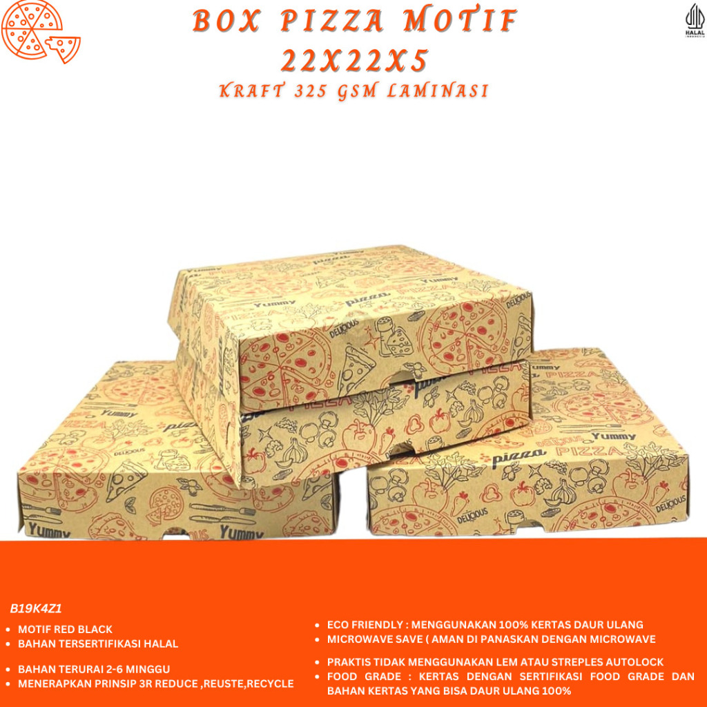 Box Pizza Dus Pizza 22x22x5 Laminasi Dus Aksesories (B19K4Z1-22X22X5)