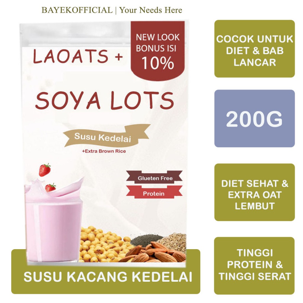 Susu Kedelai Murni Oat Milk Susu Low Fat Rendah Lemak Kedelai Bubuk Oat Milk Laoats