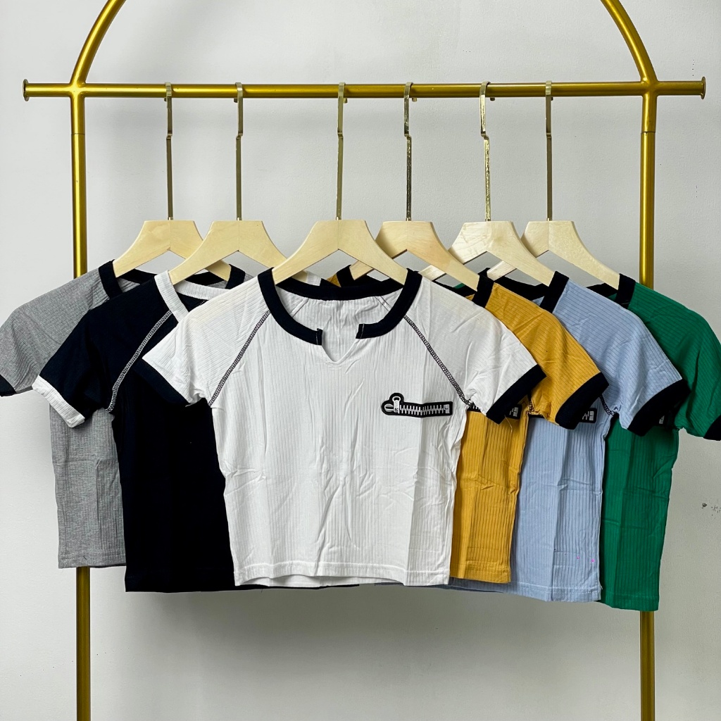 Crop Top Zipper RIb Wanita / Atasan Crop Zipper Wanita 5113