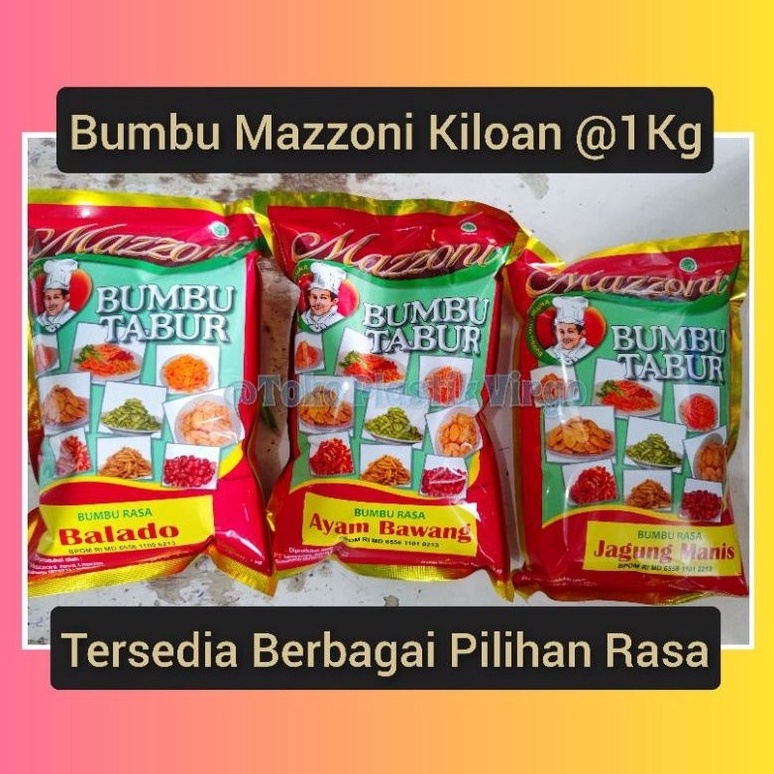 

HARGA GROSIR Bumbu Tabur Mazzoni 1Kg Balado | BBQ | Keju | Jagung | Sapi | Ayam | Rumput Laut | DLL. grosir