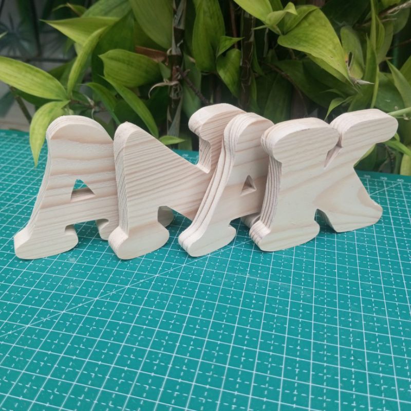 huruf/angka balok kayu jati belanda
