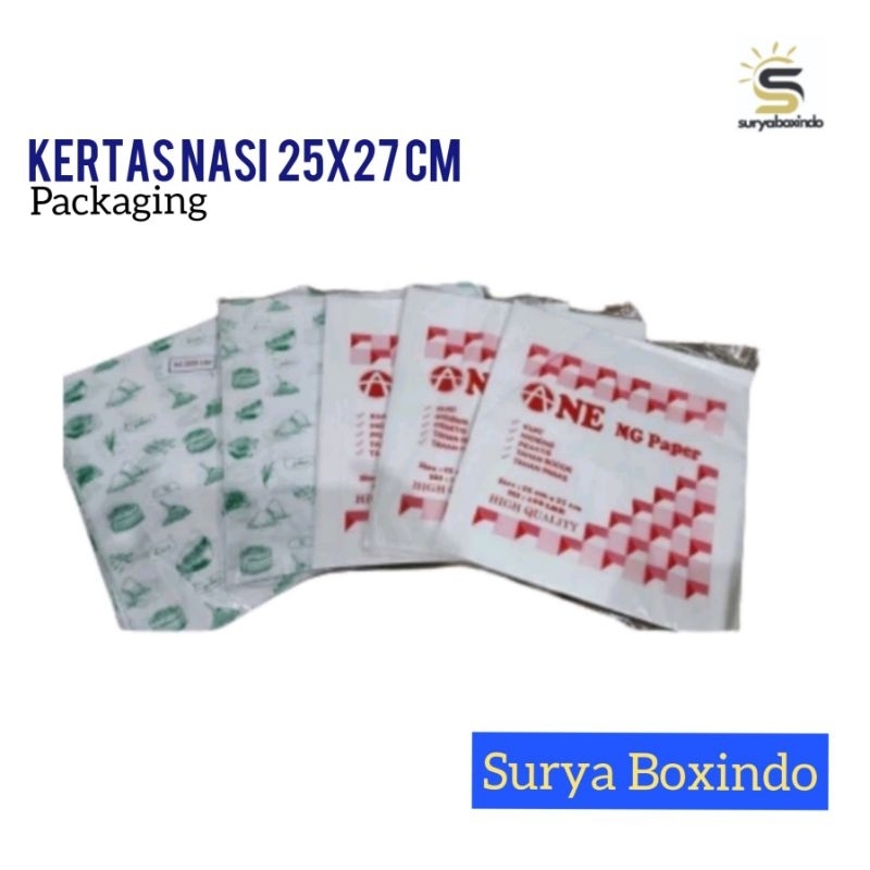 

Kertas Nasi 25x27 cm (isi 100 pce) /Anti Lenglet/Anti Minyak/Kertas Nasi Anti Lengket