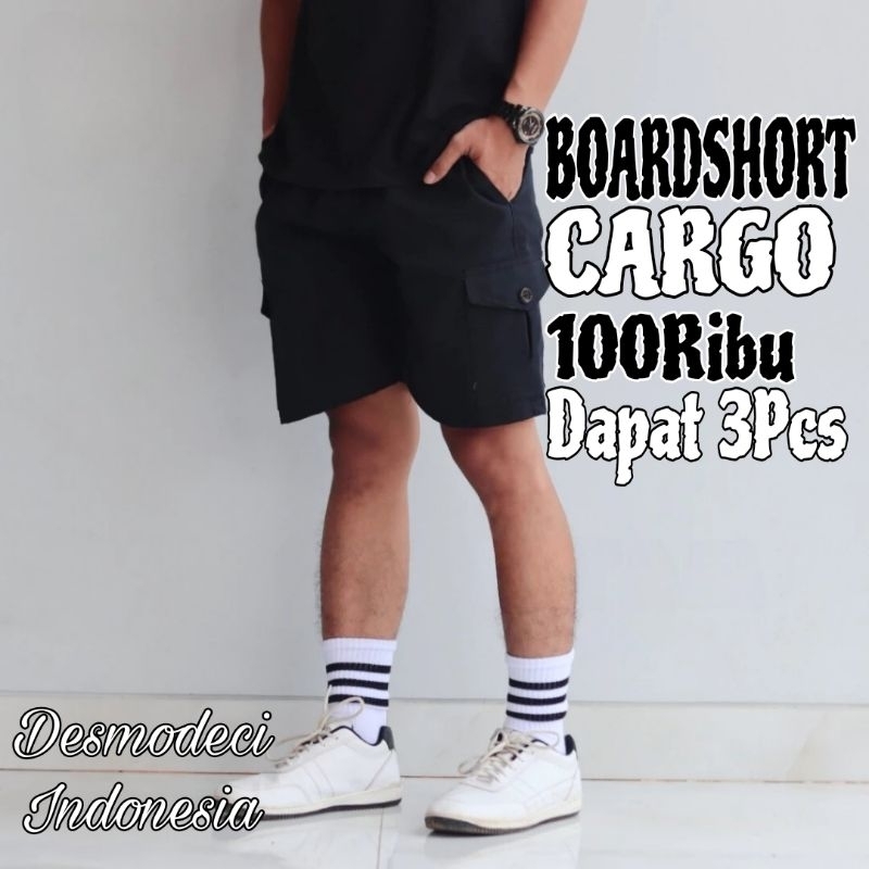 Celana pendek pria distro boardshort cargo tebal premium 100ribu 3pcs