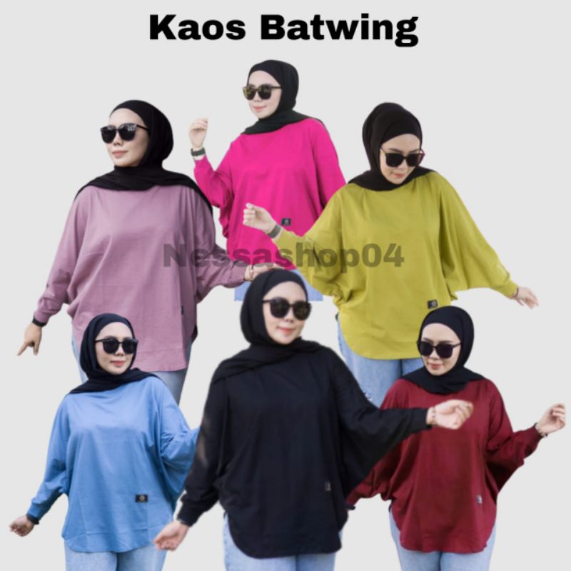 TERBARU ATASAN WANITA BATWING T-SHIRT OVERSIZE TOP BATWING BLOUSE JUMBO BAHAN KATUN COMBEDS 20s KAOS