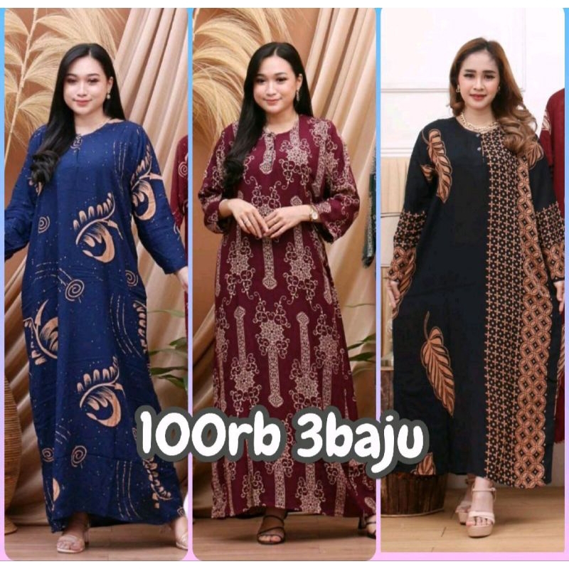 Daster Lengan Panjang 100rb 3pcs Terbaru Daster Hits 2024