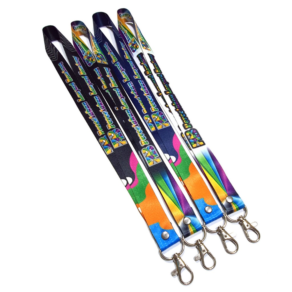 

Custom Lanyard Sublim 2cm Cetak tali id card full color 2sisi, Cantelan Crom Tanpa Stoper