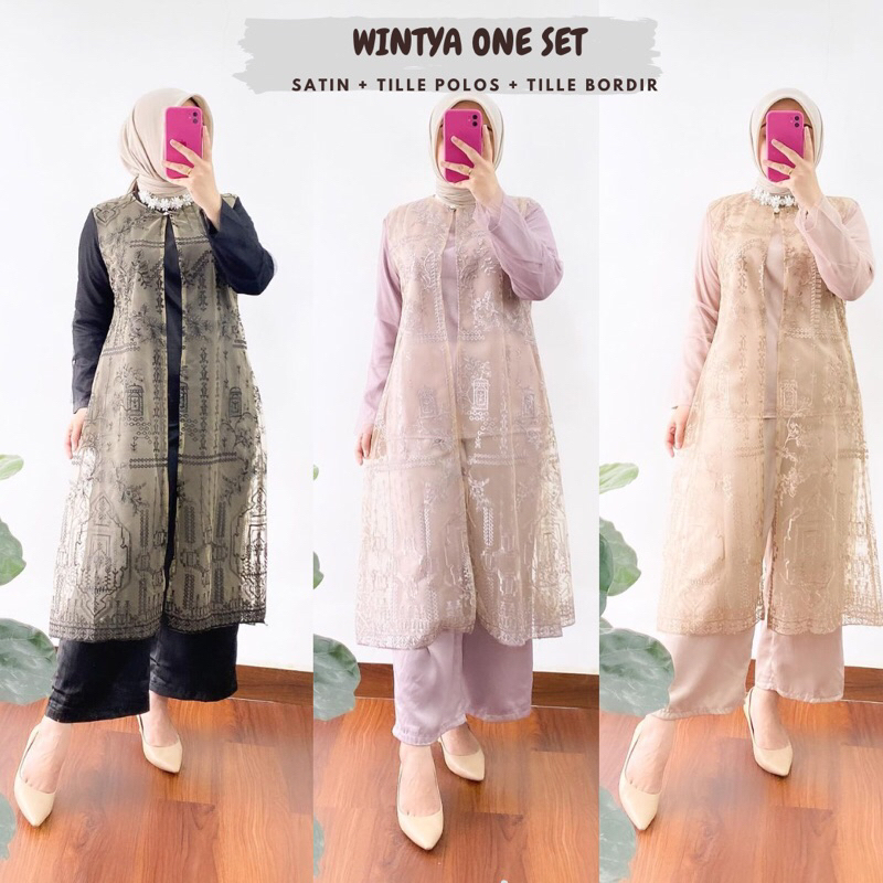 Wintya One Set Ld 104 Tille Bordir Brukat/One Set Brukat Kondangan Pesta Seragaman Bridesmaid Terbar