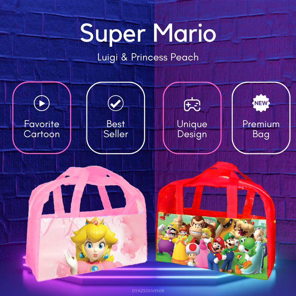 

Tas Ulang Tahun Super Mario Luigi Princess Peach Tas Resleting