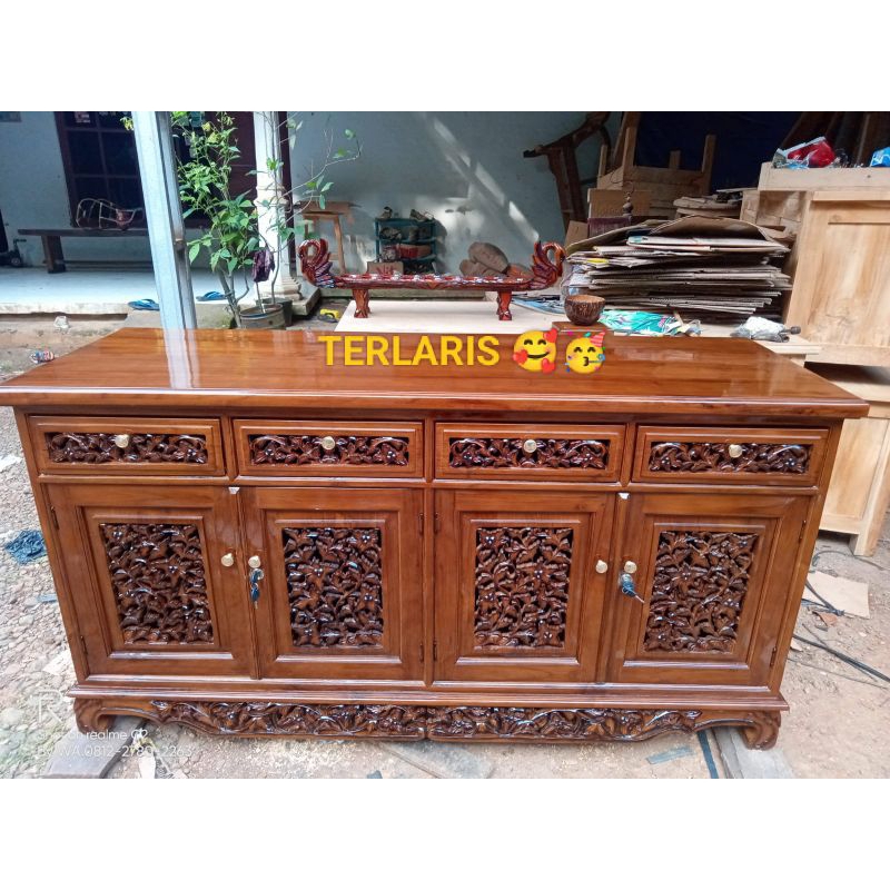bufet TV Palembang bufet TV ukiran bufet TV jati tua meja TV ukiran meja TV minimalis jati